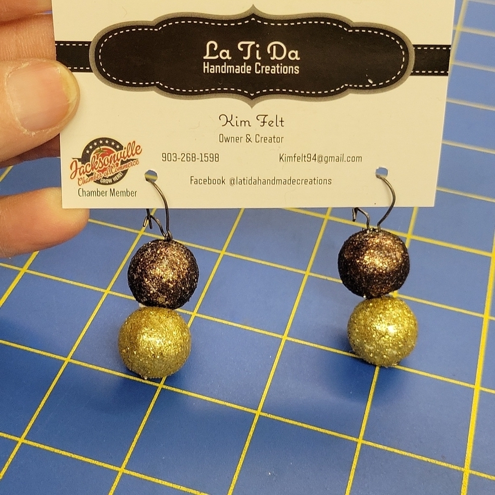 Sparkle Glitter Ball Earrings Browns